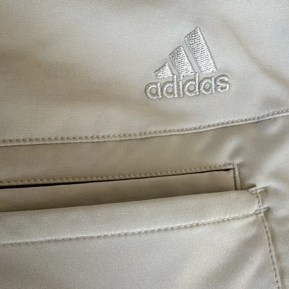 adidas Men's 36 White Polyester Microfiber Regular Fit Straight Flat Front Pants
